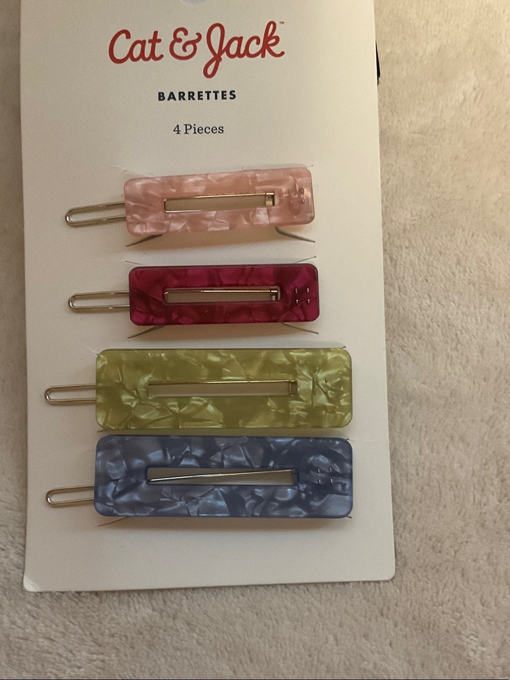 Cat & Jack Marble Effect Rectangular Barrettes - Pink, Magenta, Lime, Blue